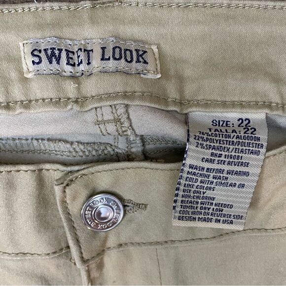 SWEET Look size 22‎ Gold tan stretch cropped skinny jean Capri pants - Picture 3 of 6